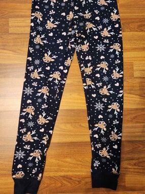 Urban Heritage Navy Blue Leggings with Tan Reindeer Print